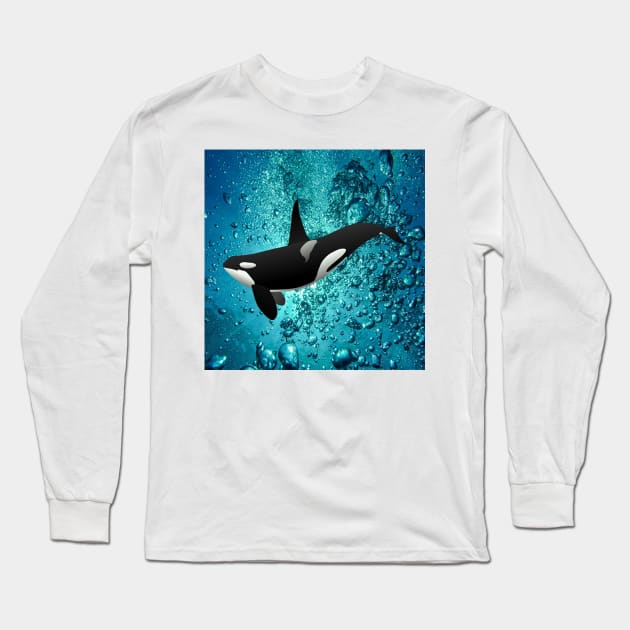 Whale Orca, Save the Whales, Ocean Lover Graphic Art Design Long Sleeve T-Shirt by tamdevo1